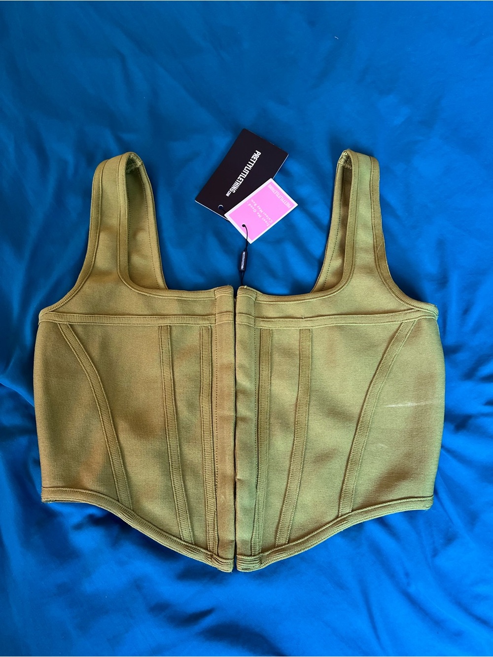 PrettyLittleThing Olive corset Crop Top
